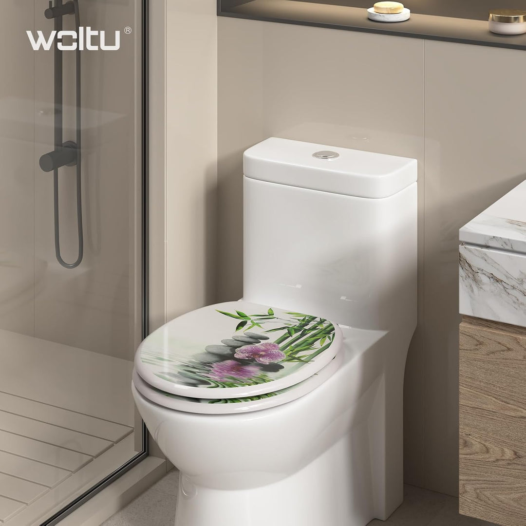 WOLTU Premium WC-Sitz Toilettensitz mit Absenkautomatik, MDF Holzkern, Softclose Scharnier, Antibakt