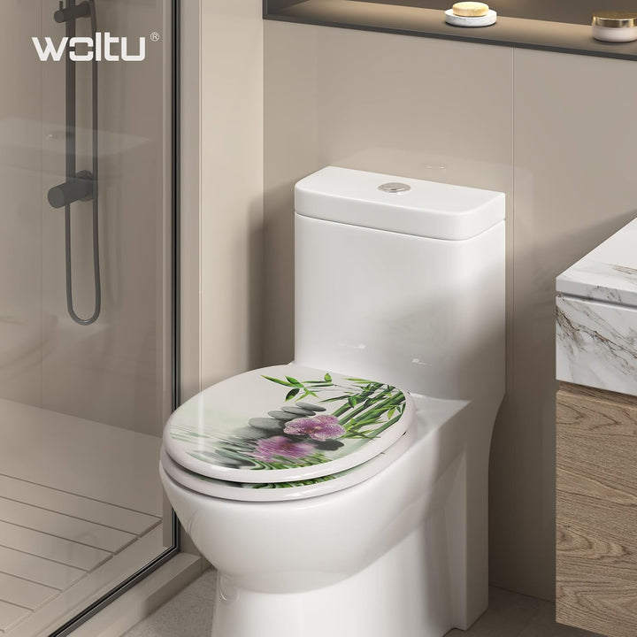 WOLTU Premium WC-Sitz Toilettensitz mit Absenkautomatik, MDF Holzkern, Softclose Scharnier, Antibakt