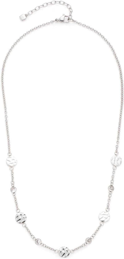 Leonardo Jewels Milou Halskette, Kette aus Edelstahl mit Zirkonia Steinen, Plättchen, silber, 45-50