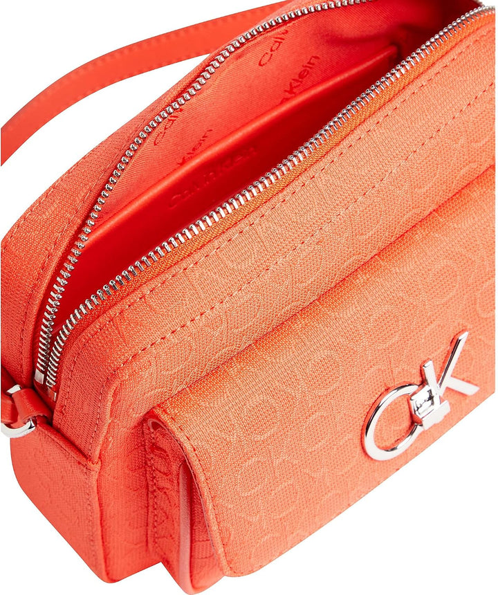 Calvin Klein Re-Lock Camera Bag W/Flap Jacquard Deep Orange