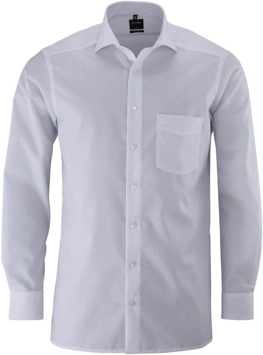 OLYMP Luxor modern fit Hemd Haifisch Kragen Langarm Popeline weiss, 37