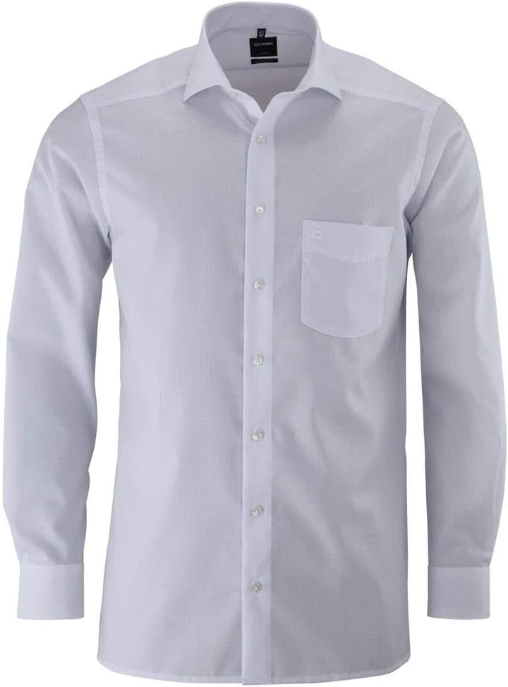 OLYMP Luxor modern fit Hemd Haifisch Kragen Langarm Popeline weiss, 37