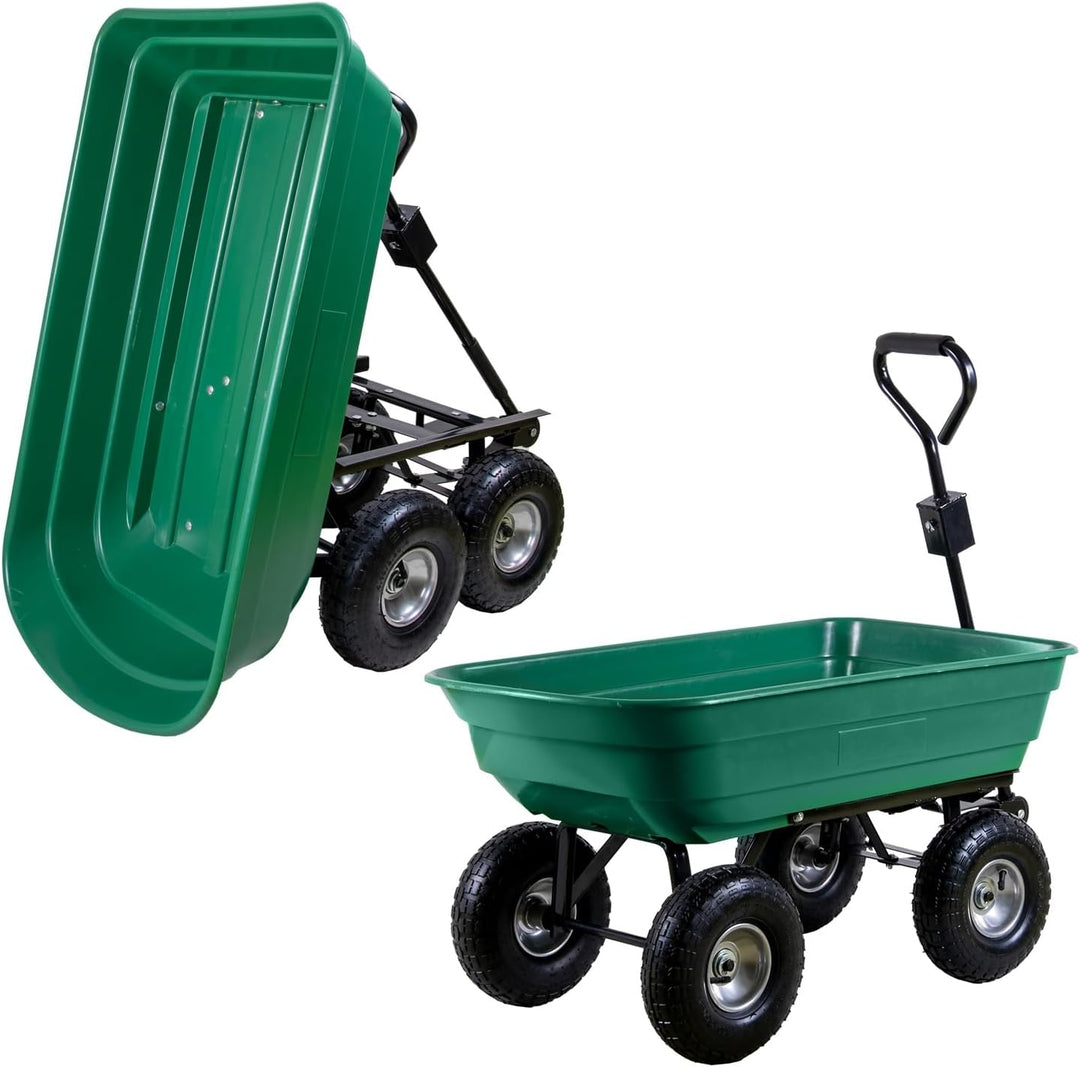 Gartenwagen mit Kippfunktion 75 Liter Kunststoffwanne Handwagen Kippwagen belastbar bis 300 kg Lenka
