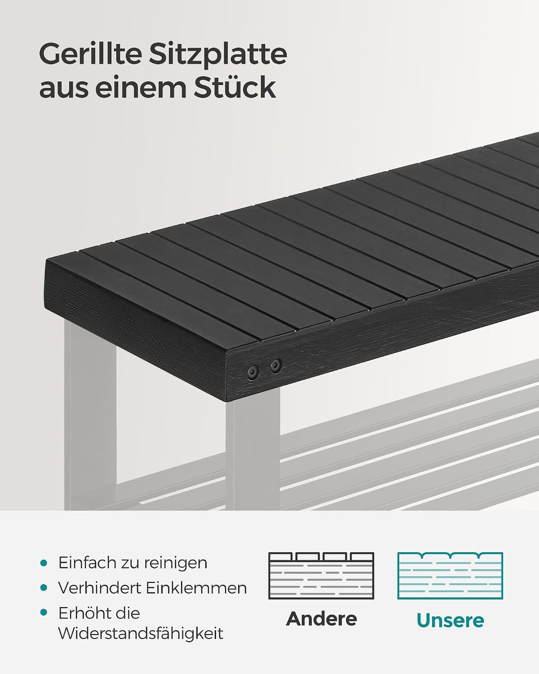 SONGMICS Schuhbank, Schuhregal mit 3 Ebenen, Schuhablage aus Bambus, bis 130 kg belastbar, 28,7 x 90