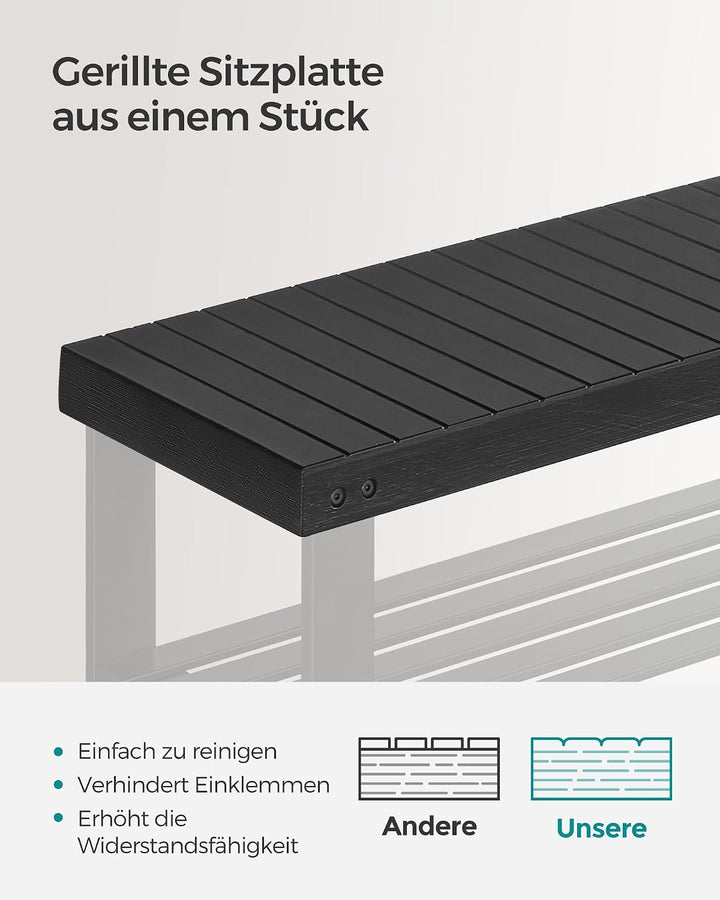 SONGMICS Schuhbank, Schuhregal mit 3 Ebenen, Schuhablage aus Bambus, bis 130 kg belastbar, 28,7 x 90