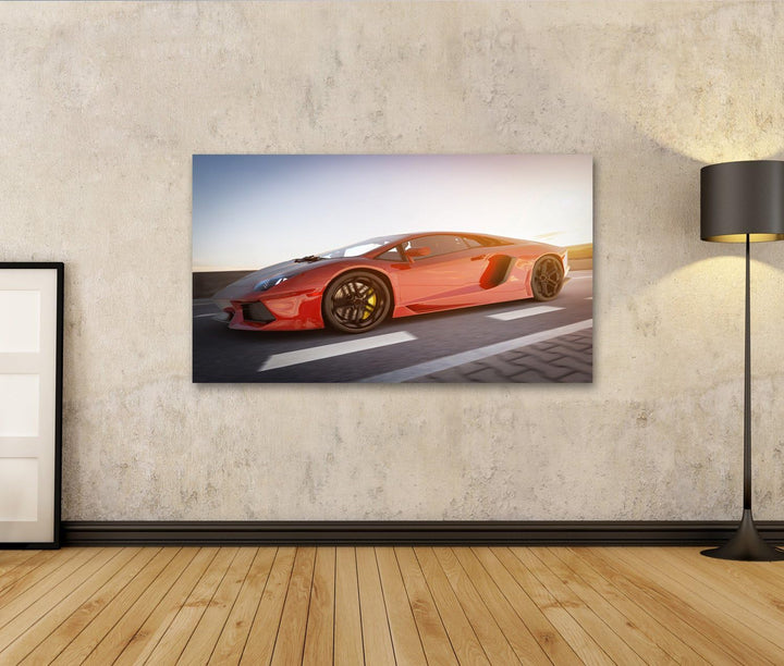 islandburner Bild auf Leinwand Rot Metallic Sportwagen Passend Ferrari Bilder Wandbilder Poster Lein