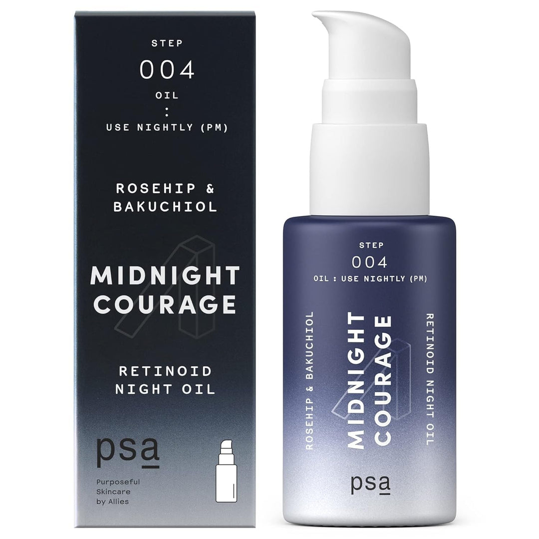 PSA MIDNIGHT COURAGE Rosehip &amp; Bakuchiol Retinoid Night Oil. Facial Oil for Nighttime Skincare Routi