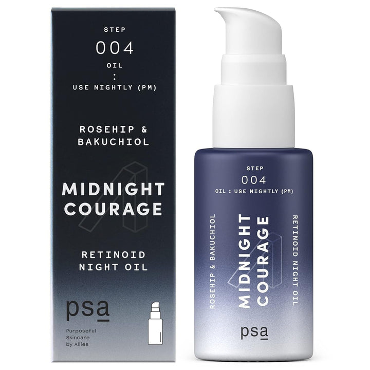 PSA MIDNIGHT COURAGE Rosehip &amp; Bakuchiol Retinoid Night Oil. Facial Oil for Nighttime Skincare Routi