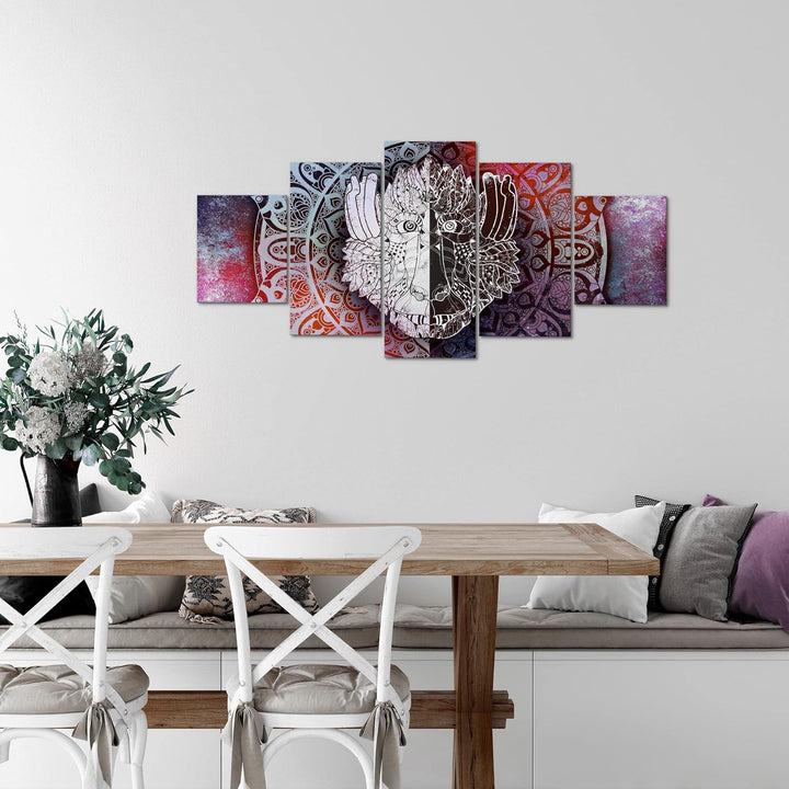 Runa Art Wandbilder Mandala Abstrakt 5 Teilig Bild auf Vlies Leinwand Deko Wohnzimmer Schlafzimmer O