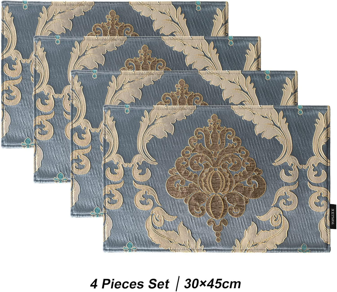 TOPLUXE Platzsets 4er Sets Jaquard Tischset Abwaschbar 30x45cm Platz-Matten für Esstisch Urlaub Part