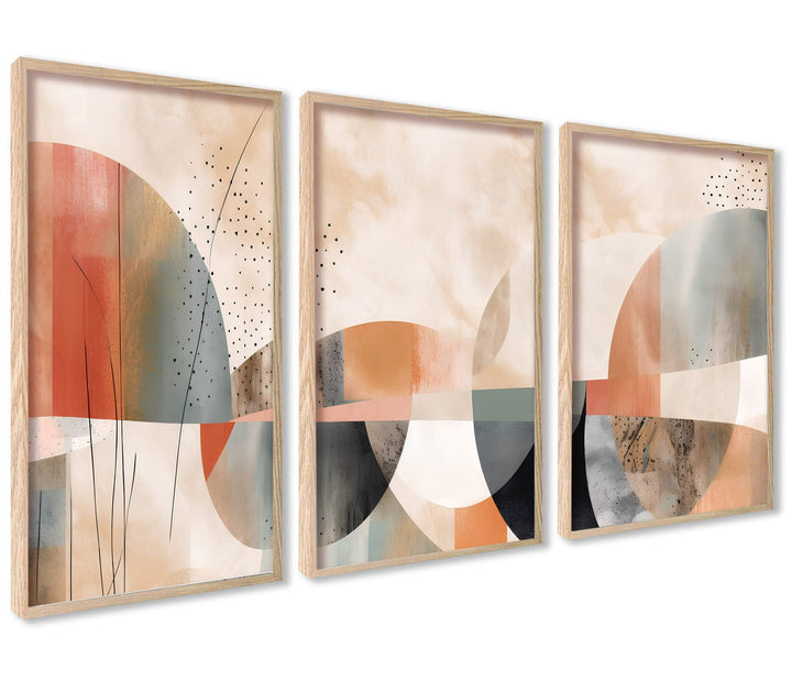 ag.art deco Abstrakt Galerie Wandkunst | 3 Stück 50x70cm | Geometrische Formen Poster Set Boho Druck