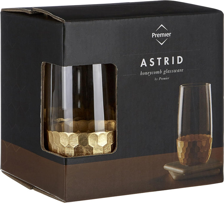 Premier Housewares vastrid High Ball Gläser, Gold, 7 x 7 x 15 cm, 4 Stück 7 x 7 x 15 cm, 7 x 7 x 15