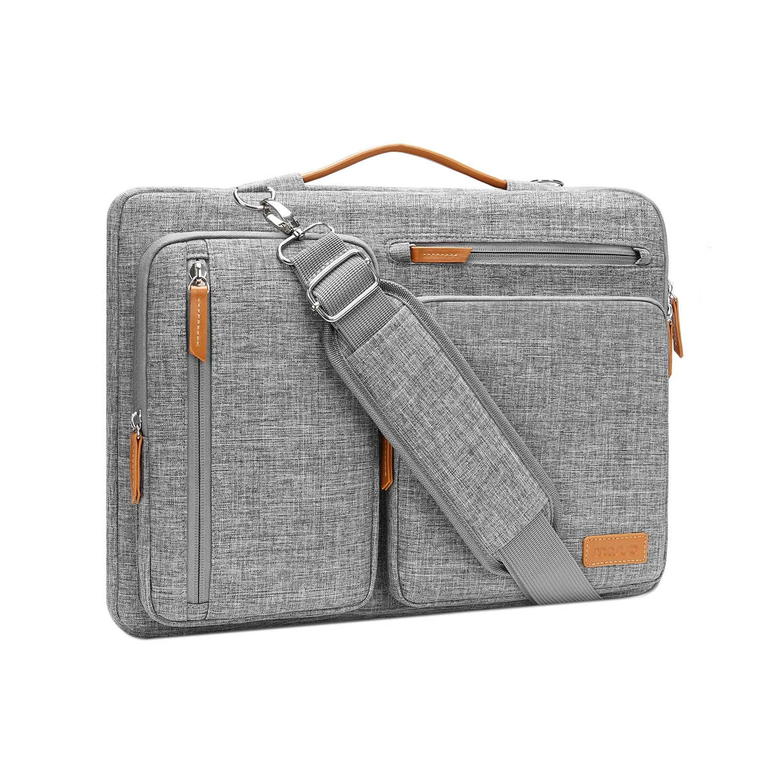 MOSISO 360 Laptoptasche, Wasserdicht Laptop Schultertasche, Stossfest Umhängetasche mit 4 Reissversc