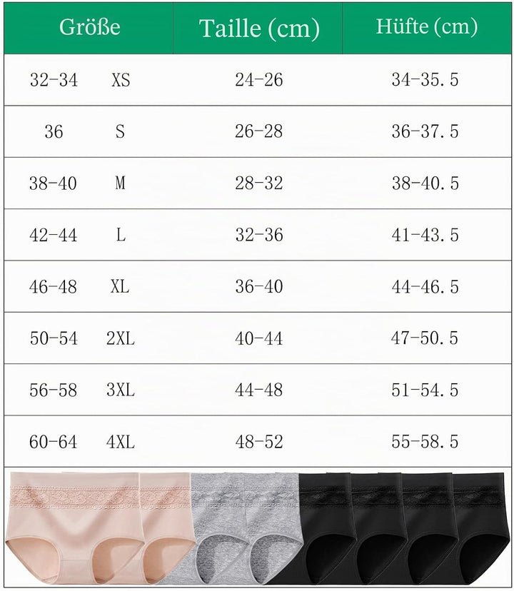 Xaanelr Damen Unterhosen Hipsters Stretch Baumwolle Hohe Taille Slips Weich Unterwäsche für Frauen M