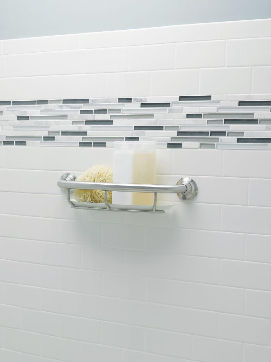 Moen R2356DBN Home Care Haltegriff mit Ablage, gebürstetes Nickel, 40,6 cm Gebürsteter Nickel, Gebür