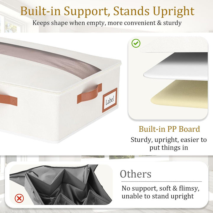 Yawinhe 3 Stück Unterbettkommode, Unterbett Aufbewahrungsbox Vliesstoff, Faltbare Aufbewahrungstasch