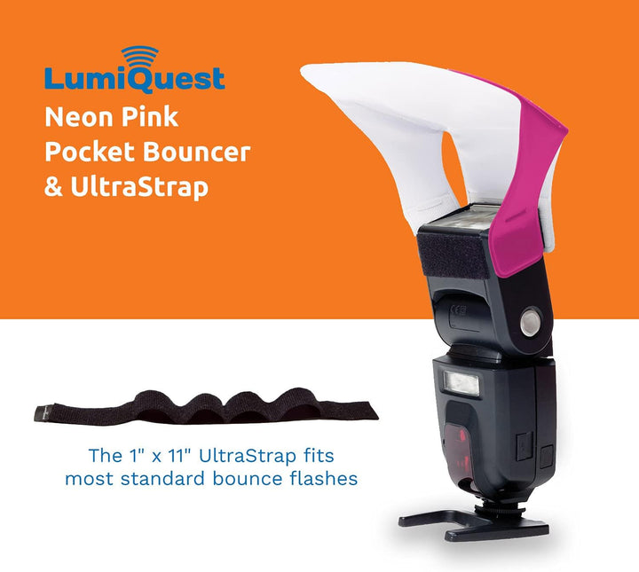 LumiQuest Flash Pocket Bouncer,  Flash Diffuser with UltraStrap Bundle, Universal Classic Design for