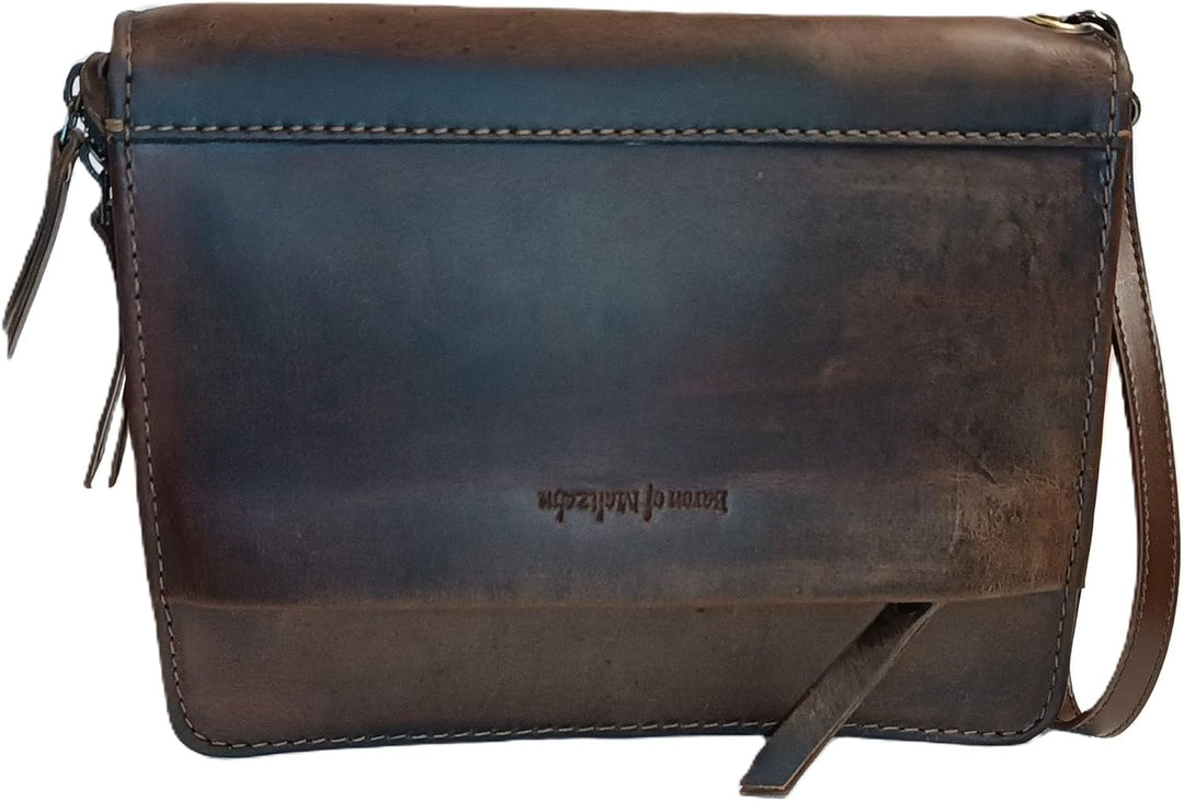 Baron Of Maltzahn Handgelenktasche Herrentasche KANT aus braunem Büffel-Leder + Lederpflege
