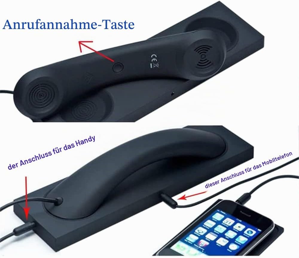 Retro Telefonhörer Empfänger Kopfhörer für Handy, Tablet, Laptop, Headset mit Antwort-Taste und komf