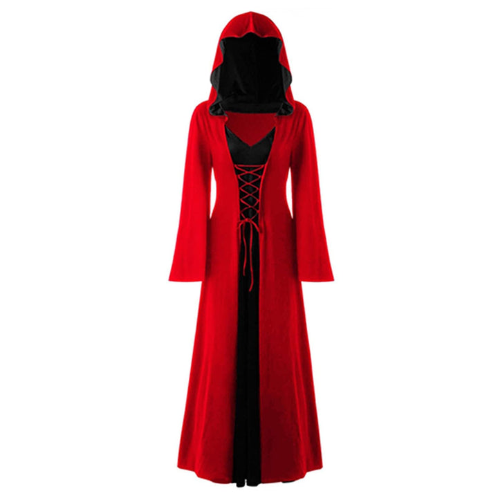 FSUJWOA Frauen Halloween Kostüme für Erwachsene mittelalterlich Kapuze Maxi Kleid für Frauen Mode Ro