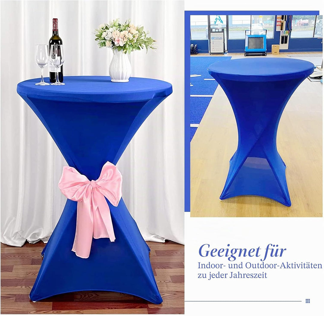3 Packungen Blaue Cocktail-Tischabdeckung, rund, Spandex, 32 x 43 Zoll, rechteckige Cocktail-Ecken,