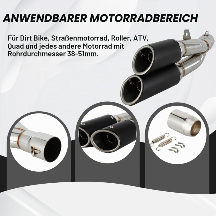 1.5-2" Einlass Thunder Dual Tail Steckdose Slip-On Auspuff Schalldämpfer mit DB-Killer Motorrad - Bl