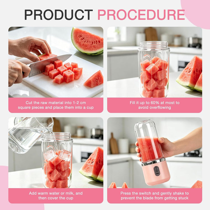Foreverup Tragbarer Mixer, Maker to Go Mini-Standmixer, Smoothie Maker, Portabler Elektrischer Saftp