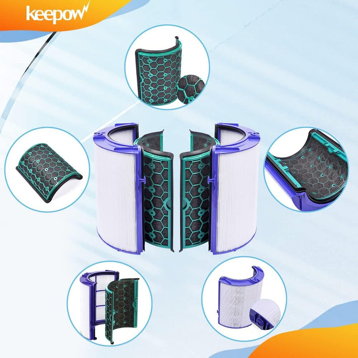 KEEPOW Filter für Dyson Pure Cool TP04 HP04 DP04 Luftreiniger Ersatzfilter Zubehör, Luftfilter für D