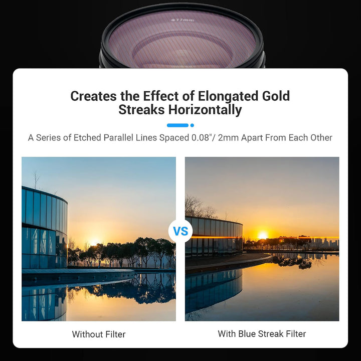 82 mm Gold Streak Spezialeffekte Objektivfilter, anamorpher Filter für Kamerafotos und Kinematice-Vi