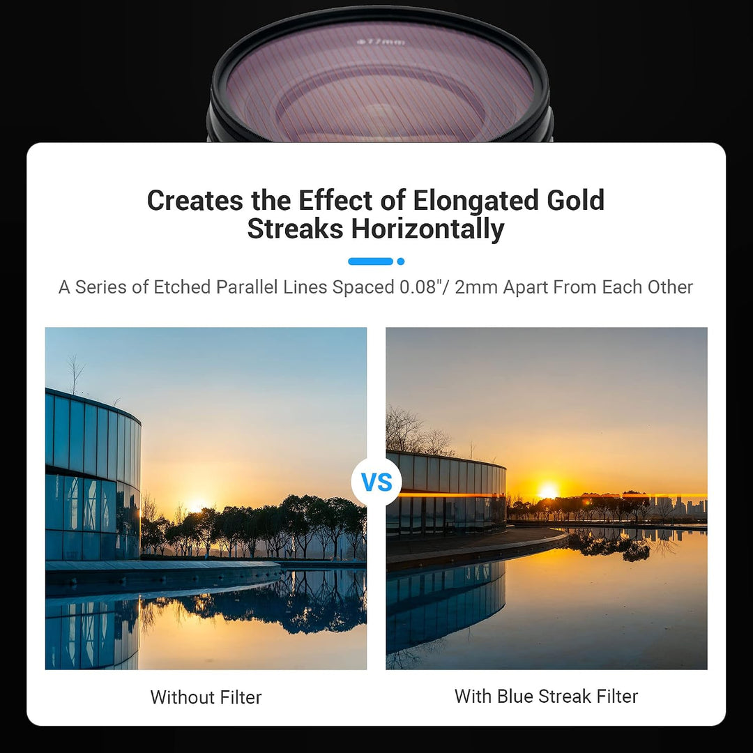 77 mm Gold Streak Spezialeffekt-Objektivfilter, anamorpher Filter für Kamerafotos und Kinematice-Vid