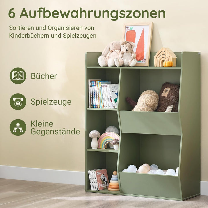 SoBuy Kinder Bücherregal Montessori Regal Kinderzimmer mit 5 Offenes Fach Kinderregal für Spielzeug