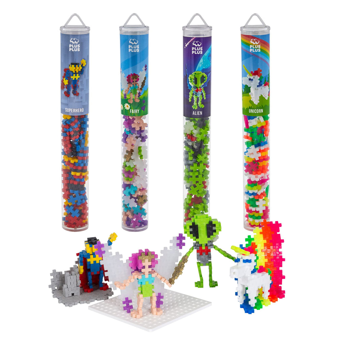Plus-Plus 7268 Geniales Konstruktionsspielzeug, Figuren-Mix, Bundle aus 4 verschiedenen Kreativ-Baus