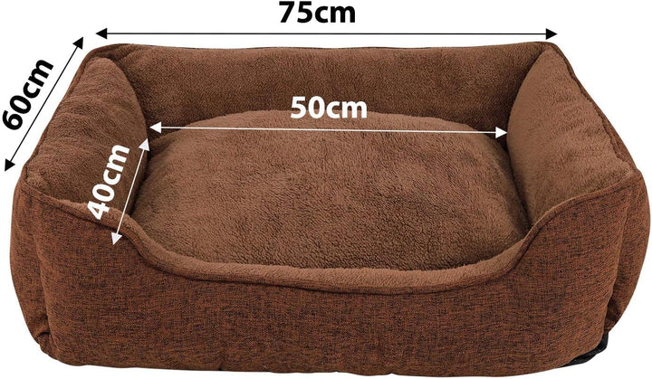 lionto Hundebett meliert Hundekissen Hundekörbchen Bezug abnehmbar, (S) 75x60 cm braun L 75 x B 60 x