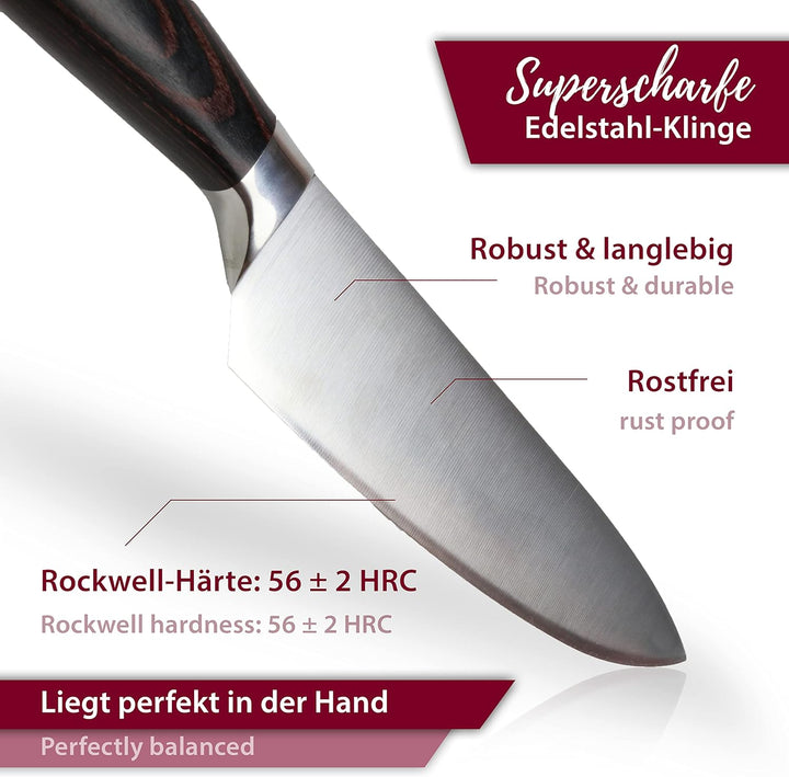 NATUMO Chefmesser Santokumesser, Profi Küchenmesser mit extrem scharfer Klinge, rostfreies Edelstahl