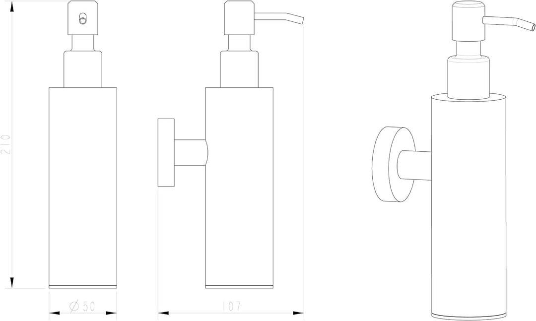 Ambrosya - Seifenspender aus Edelstahl in Schwarz - Bad Badezimmer Bohren Halter Halterung Seife Sei