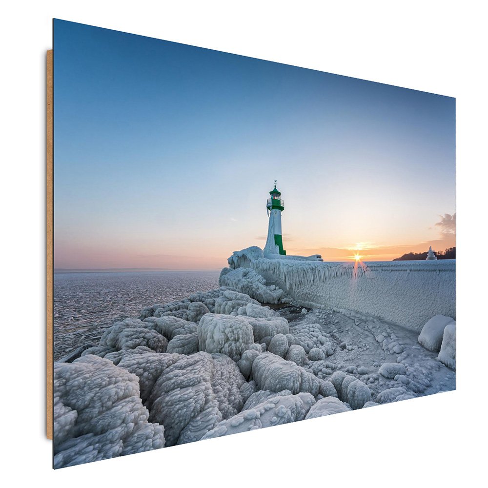 Feeby. Wandbilder - 1 Teilig- 78x118 cm - Bilder Kunstdrucke Deko Panel, LEUCHTTURM, MEER, NATUR, GR