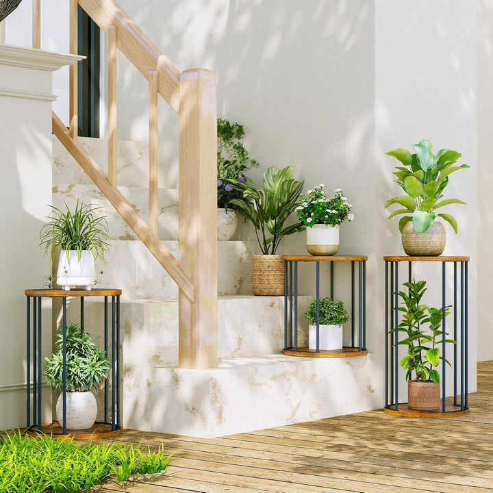 HDANI Rund Pflanzenständer Metall 35cm,Solider und Robuster Blumenständer für Wohnzimmer, Garten,Bal