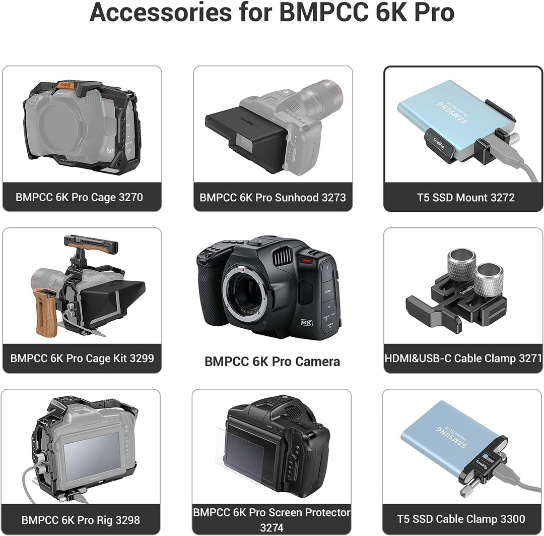 SMALLRIG SSD Halter Halterung nur für T5/T7 SSD Funktioniert für BMPCC 6K PRO Kamera und für BMPCC 6