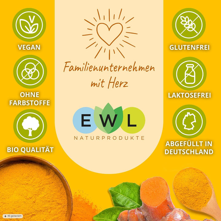 Bio Kurkuma Pulver I Kurkuma Pulver Bio I Kurkumapulver aus kontrolliert biologischem Anbau I Abgefü