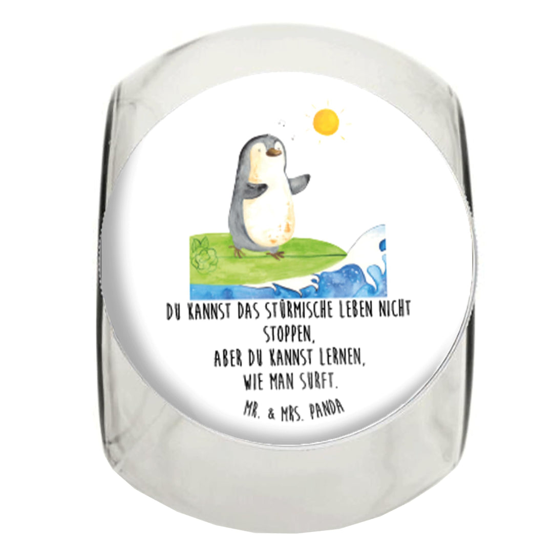 Mr. & Mrs. Panda keksdose glas Pinguin Surfer XL 2000ml - Geschenk, Teedose, Urlaub, Portugal, Vorra