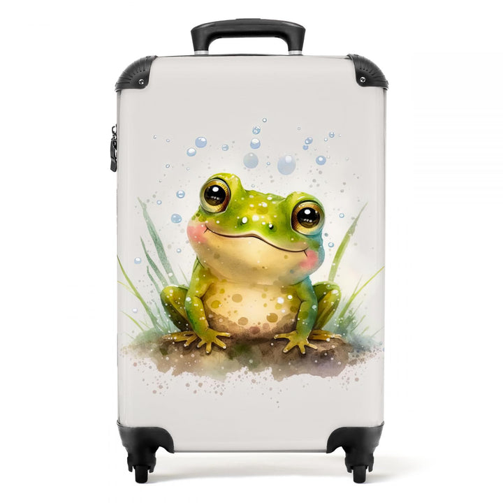NoBoringSuitcases.com® Koffer Handgepäck Trolley Rollkoffer Kleine Reisekoffer - Frosch - Grün - Aqu