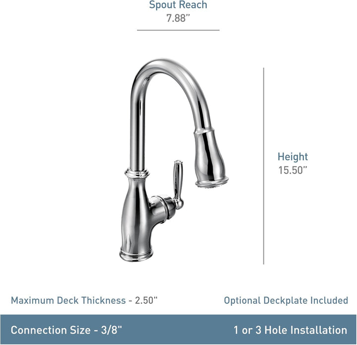 Moen 7185 C Brantford one-handle Hohe Arc Pull-Down-Küchenarmatur, chrom Chrome Standard, Chrome Sta
