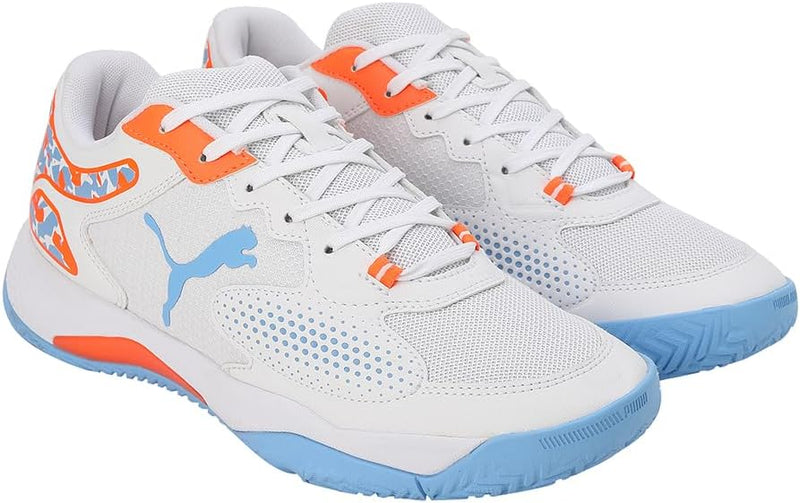 PUMA Unisex Solarcourt Rct Tennisschuh 46.5 EU Puma White Puma Black Team Light Blue, 46.5 EU Puma W