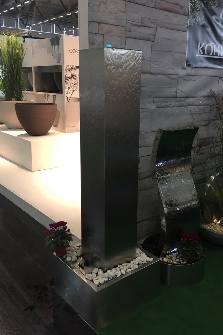 KÖHKO® Gartenbrunnen Tower Höhe 100 cm 26001 Springbrunnen mit Edelstahlbecken 100 CM Edelstahlbecke