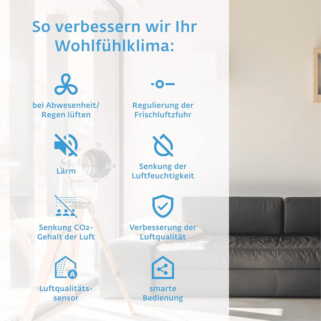 SIEGENIA AEROPAC IE smart Wand-Lüfter leise &amp; energiesparend, dezentrale Wohnraum-Lüftung, hohe Luft