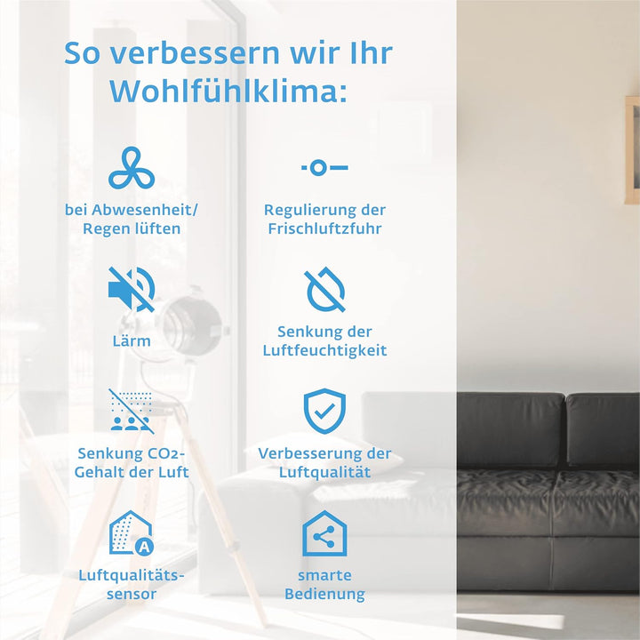 SIEGENIA AEROPAC IE smart Wand-Lüfter leise &amp; energiesparend, dezentrale Wohnraum-Lüftung, hohe Luft