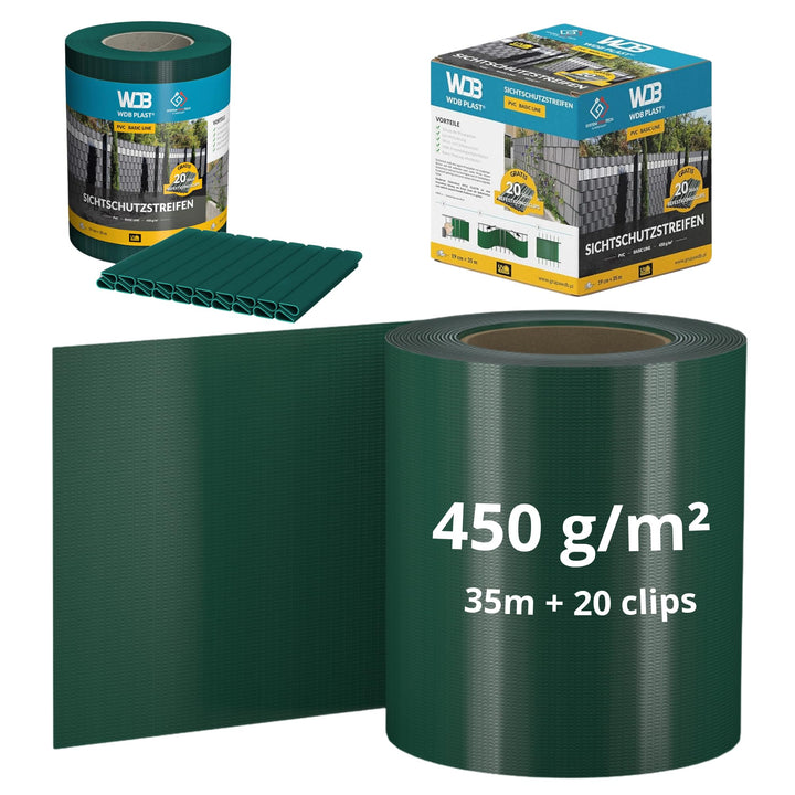 WDB Basic Line PVC Sichtschutzstreifen für Doppelstabmatten - PVC Sichtschutz für Gartenzaun &amp; Doppe