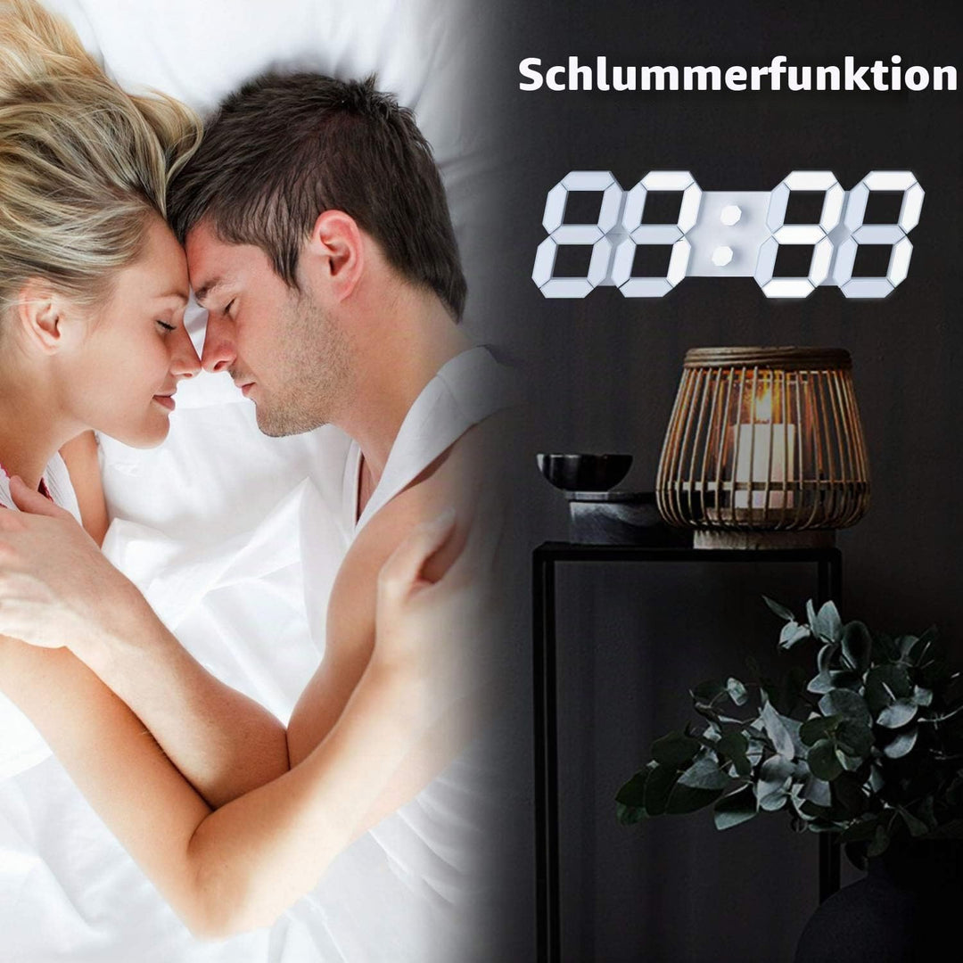 EDUP HOME 3D LED Digital Wanduhr Tabelle Wecker 12/24 Stundenanzeige mit Snooze Funktion Automatisch