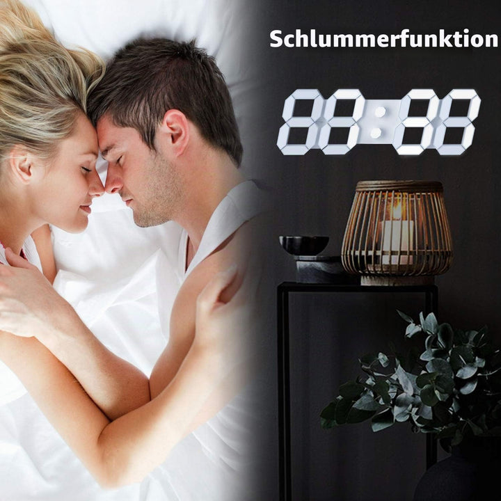 EDUP HOME 3D LED Digital Wanduhr Tabelle Wecker 12/24 Stundenanzeige mit Snooze Funktion Automatisch