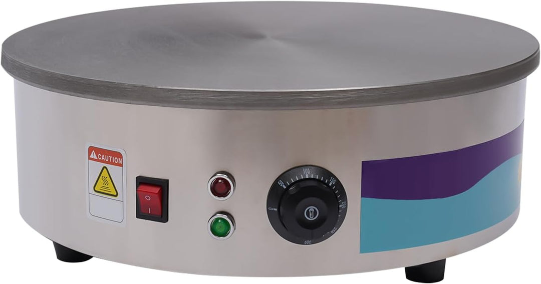 3KW 45CM Crepesmaker, Profi Gewerbe Kreppmacher, Crepesgerät, Edelstahl Platte Crepespfanne 50-300℃,